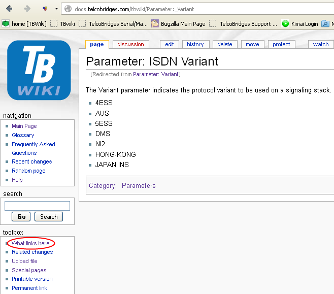 Parameters: ISDN variant