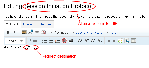 Example: redirect "session initiation protocol" to "sip"