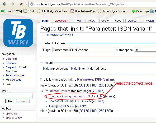 ISDN variant parent page